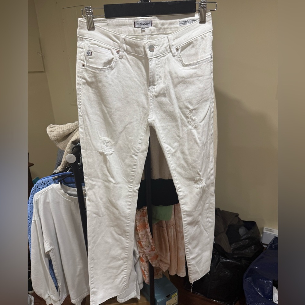 Dear John White Distressed Skinny Jeans